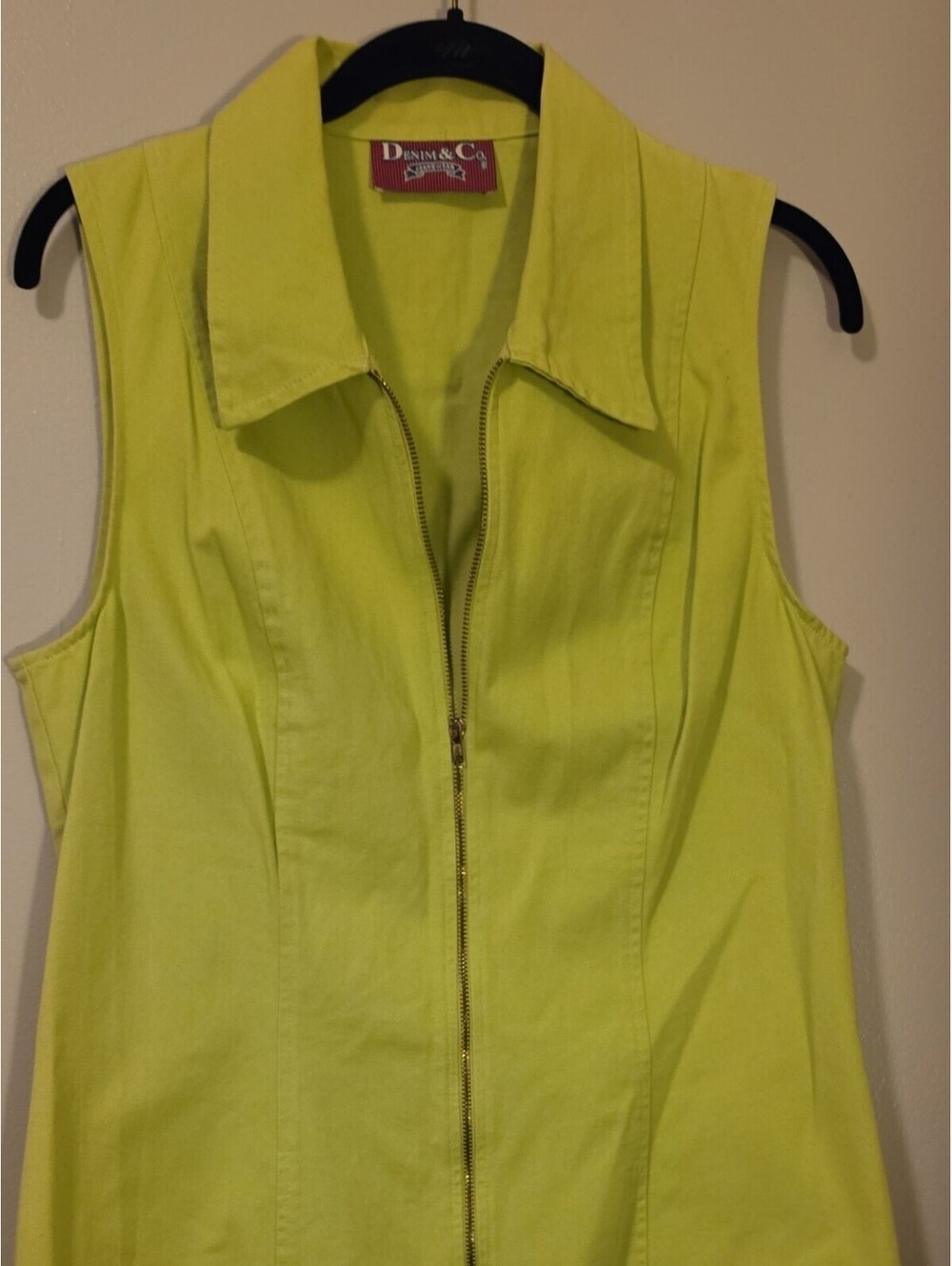 Denim & Co. Lime Green denim vest, size XL